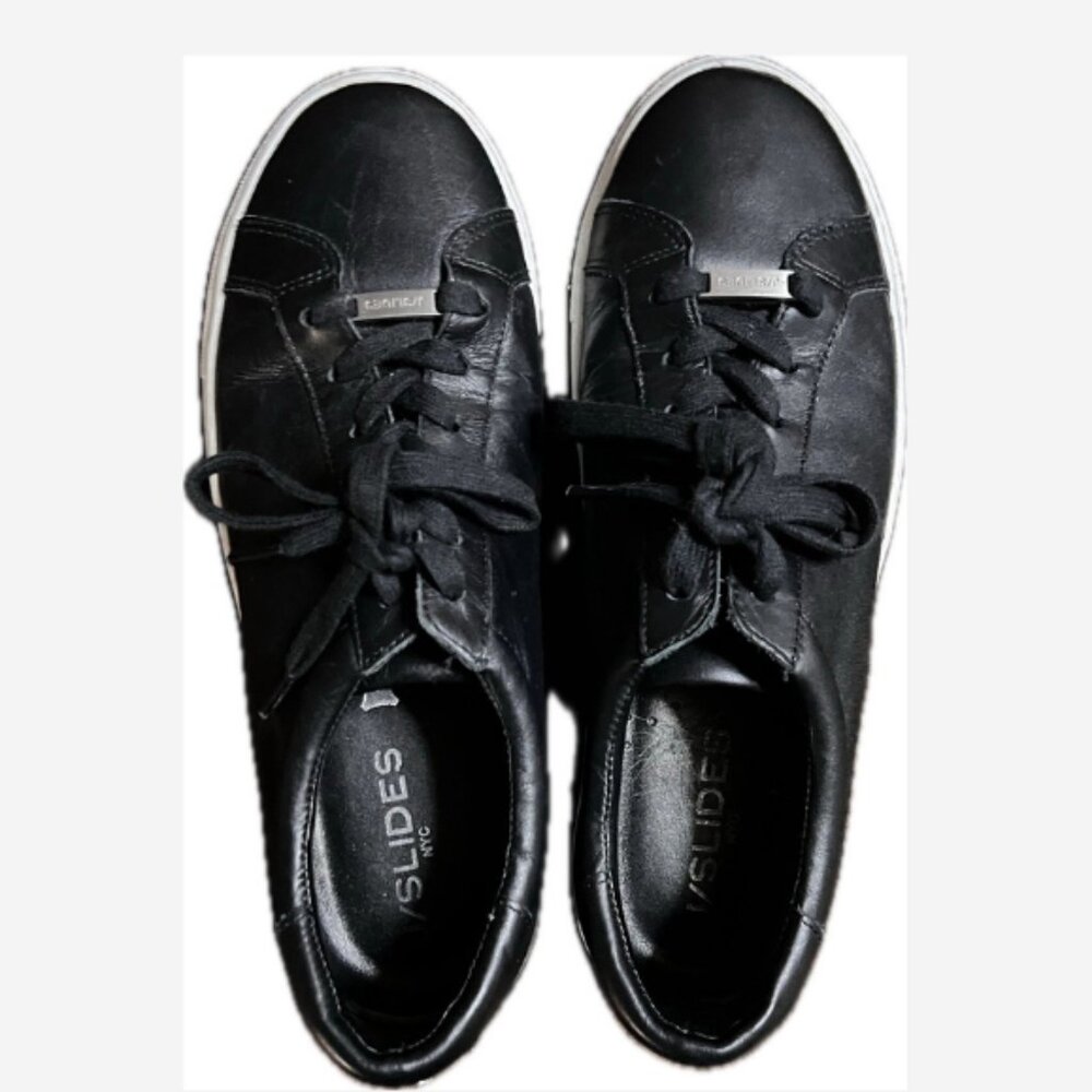J SLIDES Sneakers Womens 8 M Black Leather Scales Lacee Cut Platform Athletic - Picture 3 of 6